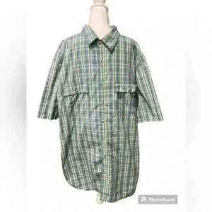 Button down casual men’s plus sized shirt.